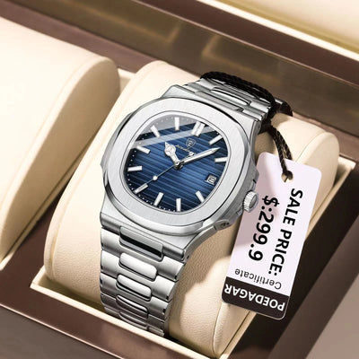 Luxury Waterproof Square Men Wristwatch with Luminous Date - Smarsty