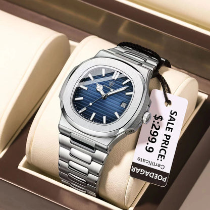 Luxury Waterproof Square Men Wristwatch with Luminous Date - Smarsty
