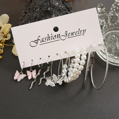 Elegant Silver Round Pearl Hoop Earrings For Women - Smarsty