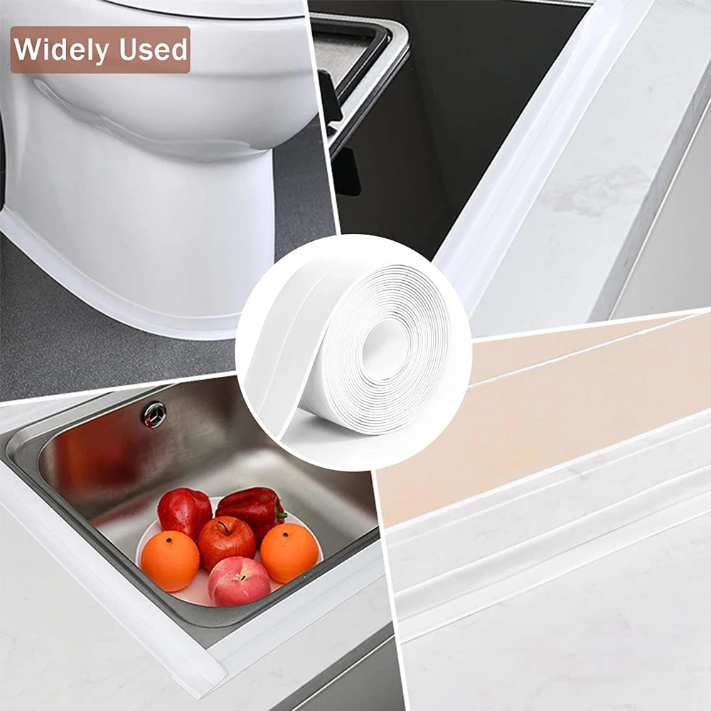 3.2M Bath Caulk Tape Self Adhesive PVC Oil-Proof Kitchen Sink Edge Corner Wall Sticker Waterproof Toilet Sealing Strip Tape - Smarsty