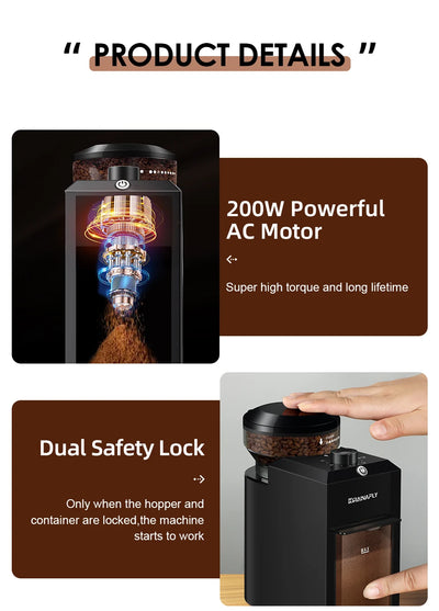 Automatic Burr Mill Coffee Grinder Electric Coffee Bean Grinding With 28 Adjustable Gears for Espresso French Press Drip Coffee - Smarsty