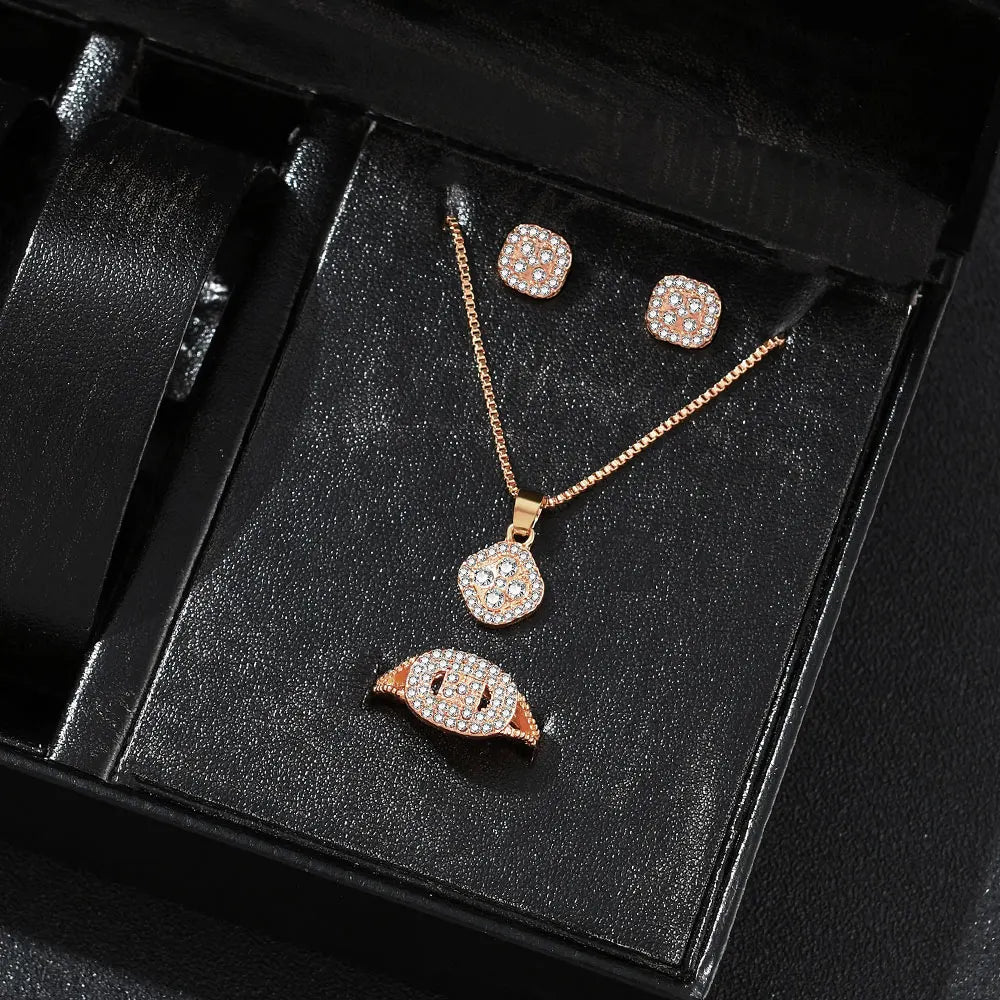 Luxury Cube Jewelry Set for Women with Necklace and Earrings - Smarsty