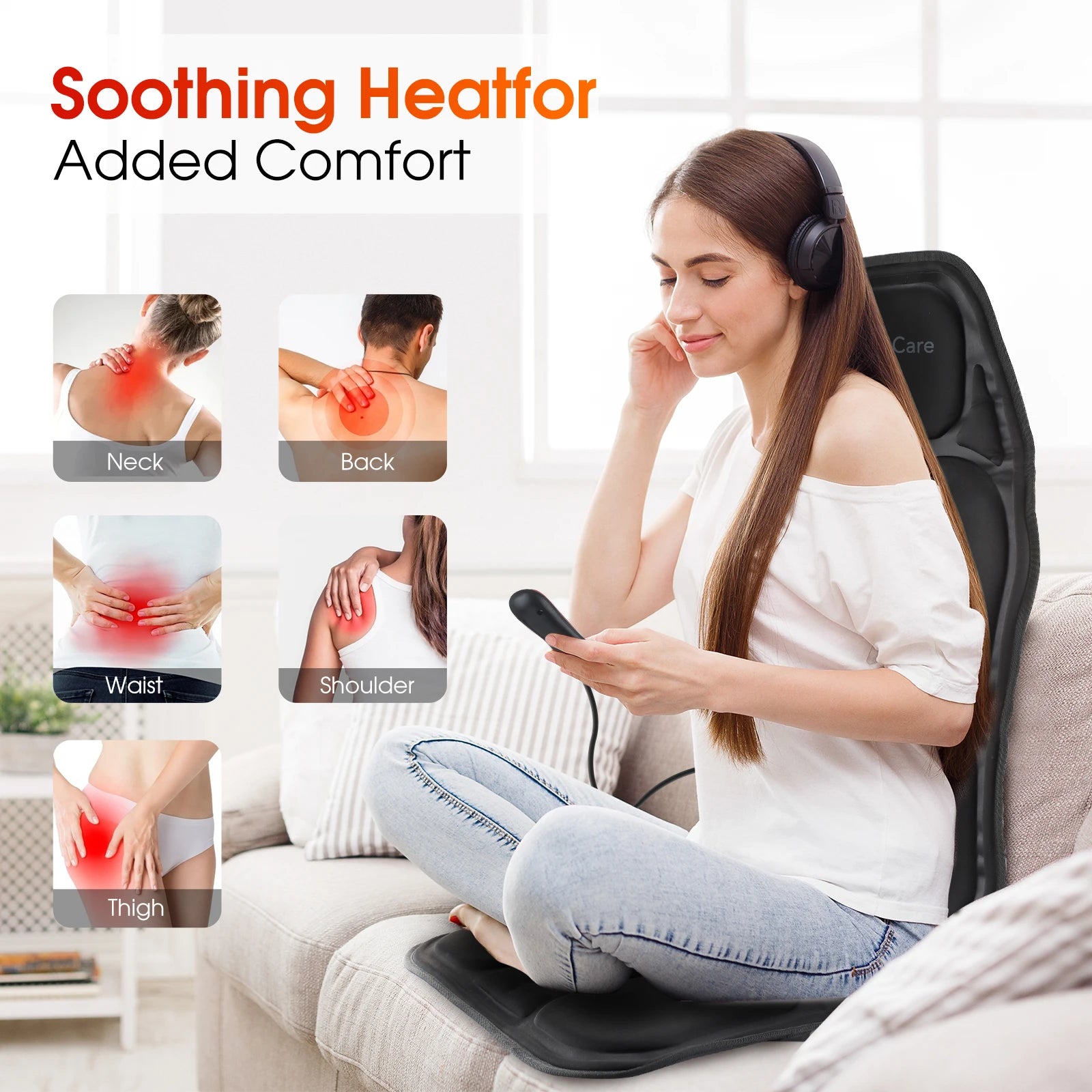 Electric Massage Chair Pad with Heating and Vibration - Smarsty