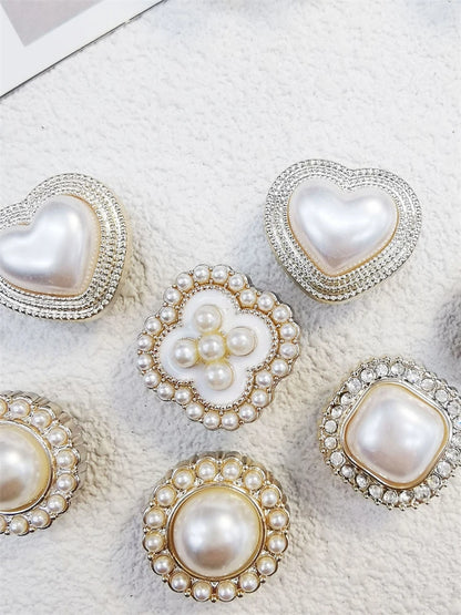 10PCS Shoe Charms ABS Decorations Accessories DIY Ornament Pins For Clog Buckle Lady Garden Shoes Elegant Pearl Floral Design