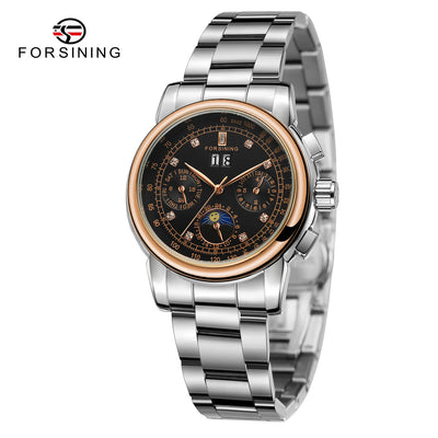 Luxury Women's Automatic Mechanical Wrist Watch with Diamond Moon Phase - Smarsty