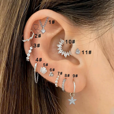 Crystal Waterdrop Tragus Earring Screw Back Stud CZ - Smarsty