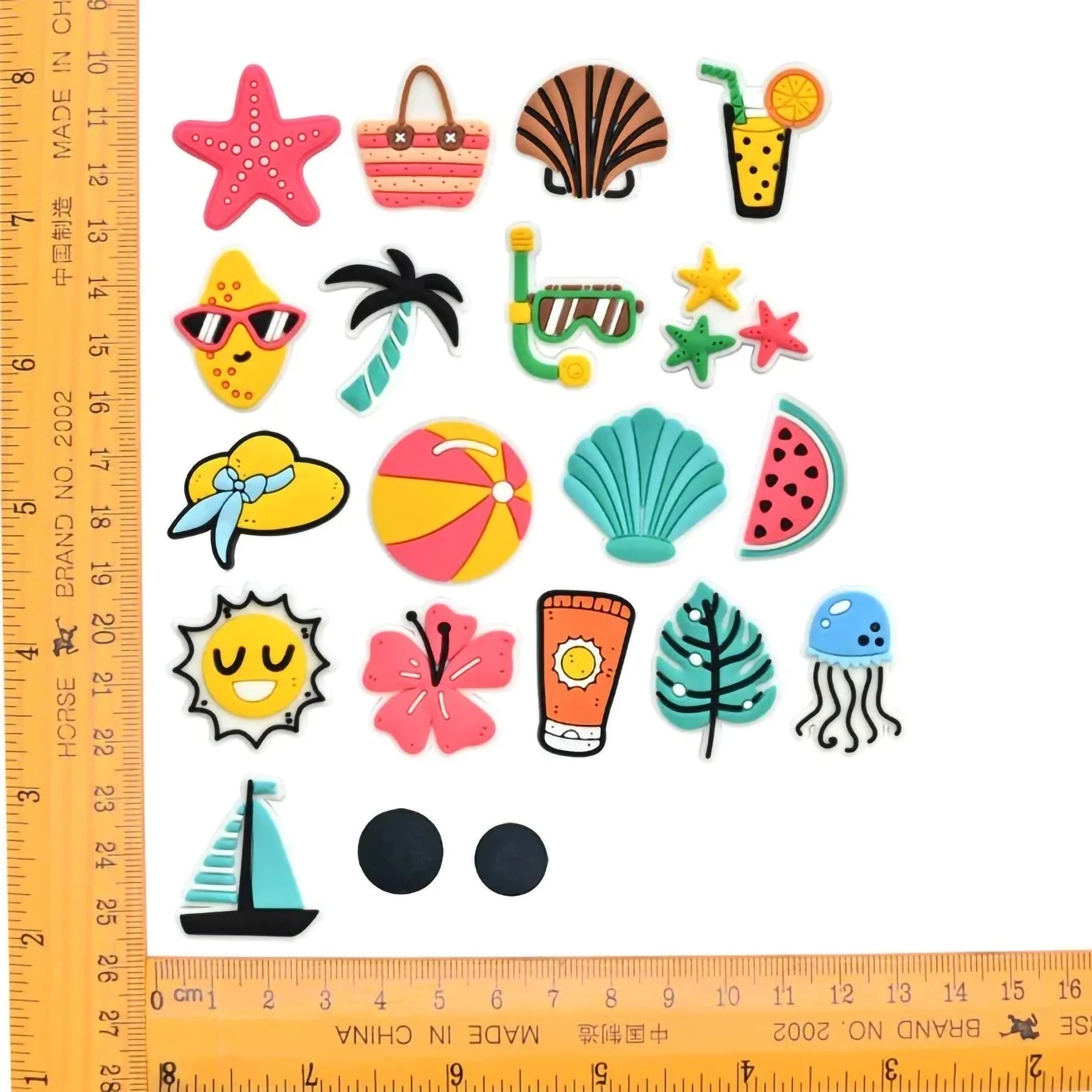 18pcs Lovely Bogg Bags Accessories Rubber Summer Decoration Women Beach Bag Tote Handbag Random Pairing Decorative Buckles Inser