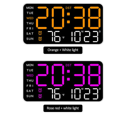 Large Digital Wall Clock with Temperature and Date Display - Smarsty