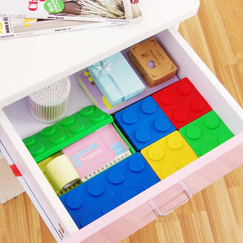 Building Block Storage Box Creative Plastic Storage Box Saving Space Storage Organizers Desktop Office Storage Supplie Kids Gift