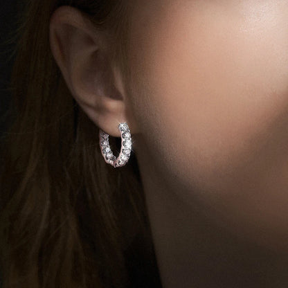 Moissanite Hoop Earrings 2.6Ct D Color Sterling Silver - Smarsty