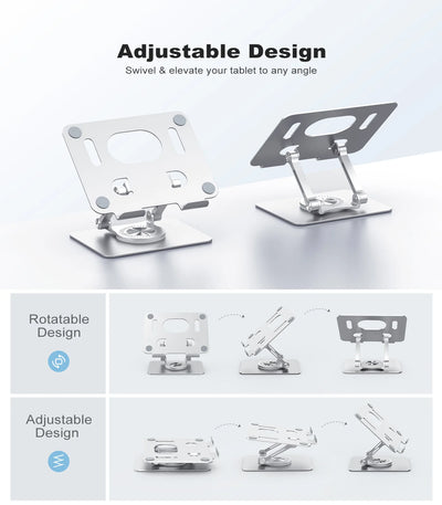 ST02 Tablet Stand Adjustable with 360 Swivel Base Aluminum Tablet Stand Holder Universal Tablet Holder for iPad Samsung - Smarsty