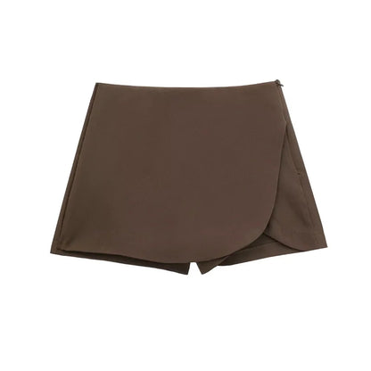 MUJER 2025 Black Mini Skirt Shorts Woman Fashion Asymmetric Skort For Women High Waist Short Skirts Woman Summer Casual Shorts - Smarsty