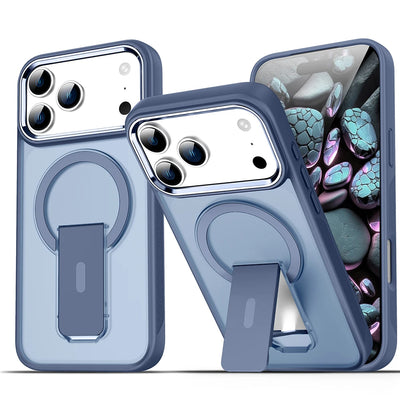 Luxury For Magsafe Phone Case For iPhone 17 Pro Max Air Magnetic Wireless Charge Folding Stand Holder Matte Cover Cases