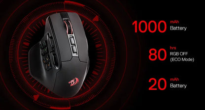 Redragon M811 PRO Wireless MMO Gaming Mouse, 15 Programmable Buttons RGB Gamer Mouse, 10 Side Macro Keys