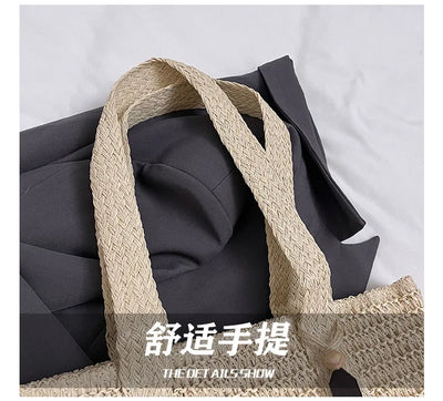 French Style Large Capacity Woven Straw Tote Bag For Women - Smarsty
