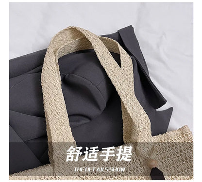 French Style Large Capacity Woven Straw Tote Bag For Women - Smarsty