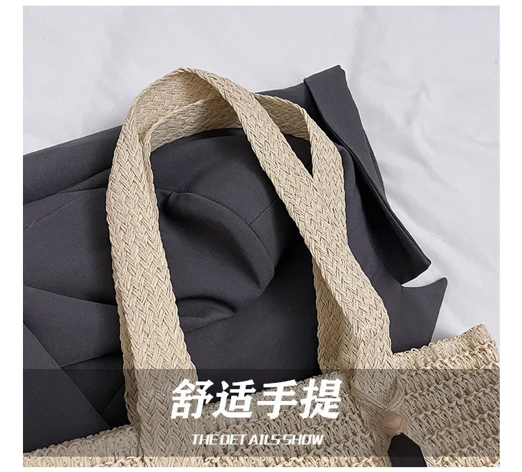 French Style Large Capacity Woven Straw Tote Bag For Women - Smarsty