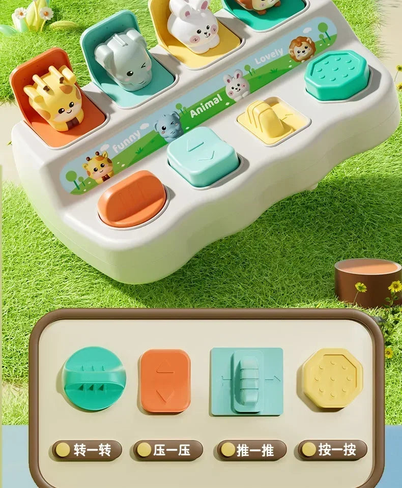 Montessori Pop up Animal Toys and Learning Boxes Enhance Logical Thinking and Motor Skills Suitable for Children's Birthday Gift