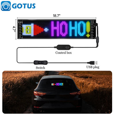 GOTUS LED Matrix Panel,Scrolling Bright Advertising LED Sign,LED Car Sign With Remote Control and Bluetooth Application Control