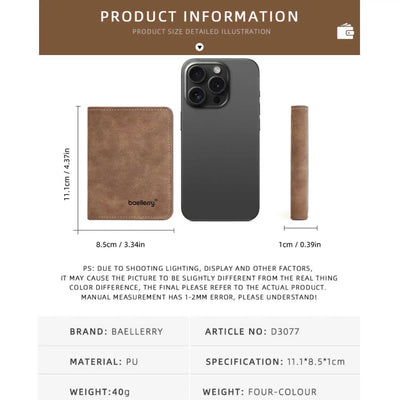 Thin Sanded Leather Multi-Card Driver's License Card Holder Simple Casual New Business Multi-Function Bifold Men's Short Wallet - Smarsty