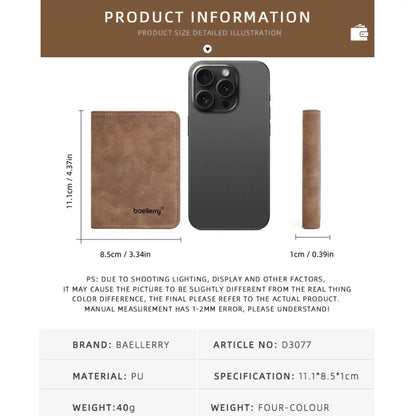Thin Sanded Leather Multi-Card Driver's License Card Holder Simple Casual New Business Multi-Function Bifold Men's Short Wallet - Smarsty
