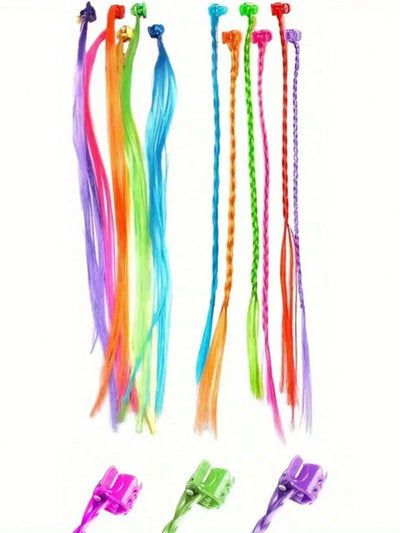 Colorful Hair Extensions Set for Kids with Bobby Pins - Smarsty