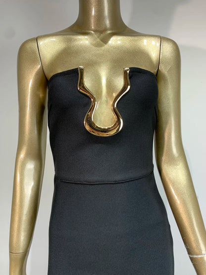 Ladies Women Celebrity Sexy Strapless Backless Black Maxi Long Bodycon Bandage Dress 2025 Elegant Evening Club Party Outfit