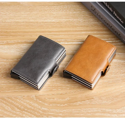 Large Capacity Double Layer ID Credit Card Holder Anti Rfid Blocking Protected Magic Wallet for Men Carbon Fiber Cardholder Case - Smarsty