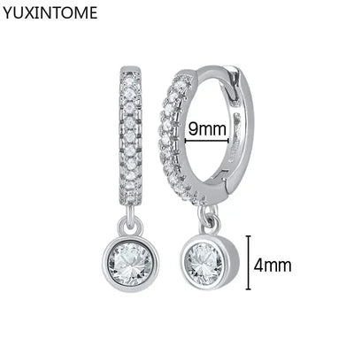 925 Sterling Silver Hoop Earrings White Crystal Luxury - Smarsty
