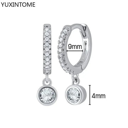 925 Sterling Silver Hoop Earrings White Crystal Luxury - Smarsty