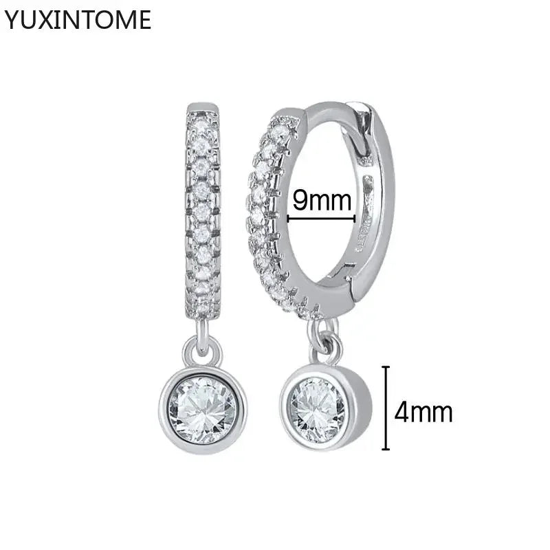 925 Sterling Silver Hoop Earrings White Crystal Luxury - Smarsty