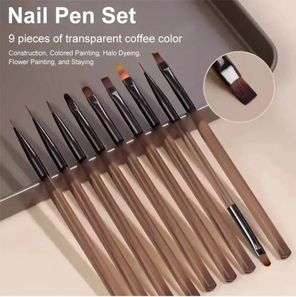 9PCS UV Gel Nail Brush Set for Creative Nail Art - Smarsty