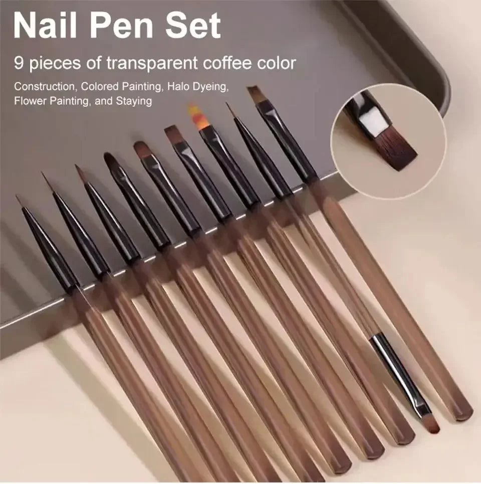 9PCS UV Gel Nail Brush Set for Creative Nail Art - Smarsty