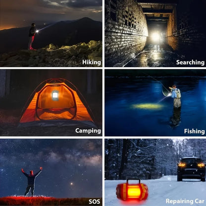 Rechargeable LED Camping Light 1000LM Lantern Flashlight 6 Modes 4000mAh Power Bank for Power Outage Hurricane Outdoor Hiking
