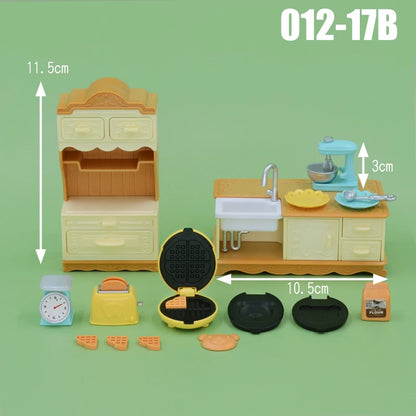 Dollhouse Furniture Kitchen Play Set Miniature Refrigerator 1:12 Mini Food Living Room Sofa Set Pretend Play Accessores Toy by Smarsty