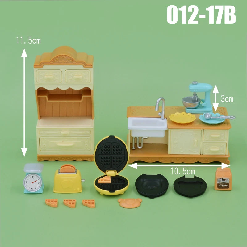 Dollhouse Furniture Kitchen Play Set Miniature Refrigerator 1:12 Mini Food Living Room Sofa Set Pretend Play Accessores Toy by Smarsty