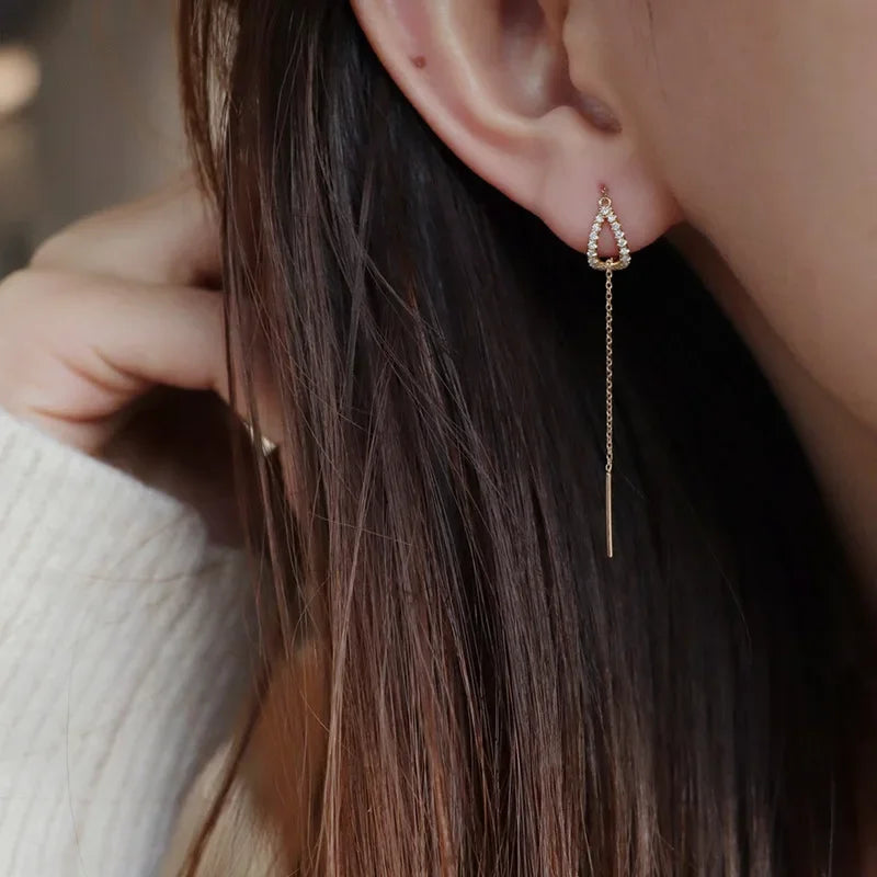 Rose Gold Drop Earrings with Zircon Crystals for Women - Smarsty