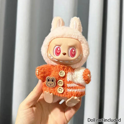 For 15-17 cm v1v2 Labubu Clothes outfit Labubu Sitting Party Bear Label Scarf Hat Bag Dolls Accessories Cute Decoration by Smarsty