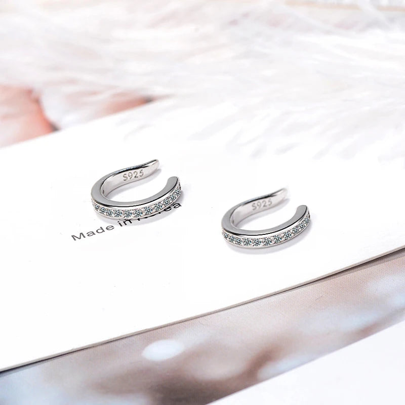 Sterling Silver Zircon No Piercing Clip Earrings Comfortable - Smarsty
