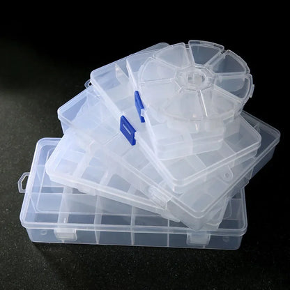 Transparent Plastic Jewelry Storage Box with Adjustable Compartments - Smarsty