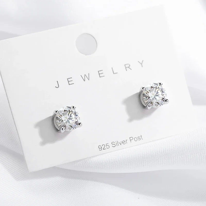 Moissanite Stud Earrings S925 Silver Certified Brilliance - Smarsty