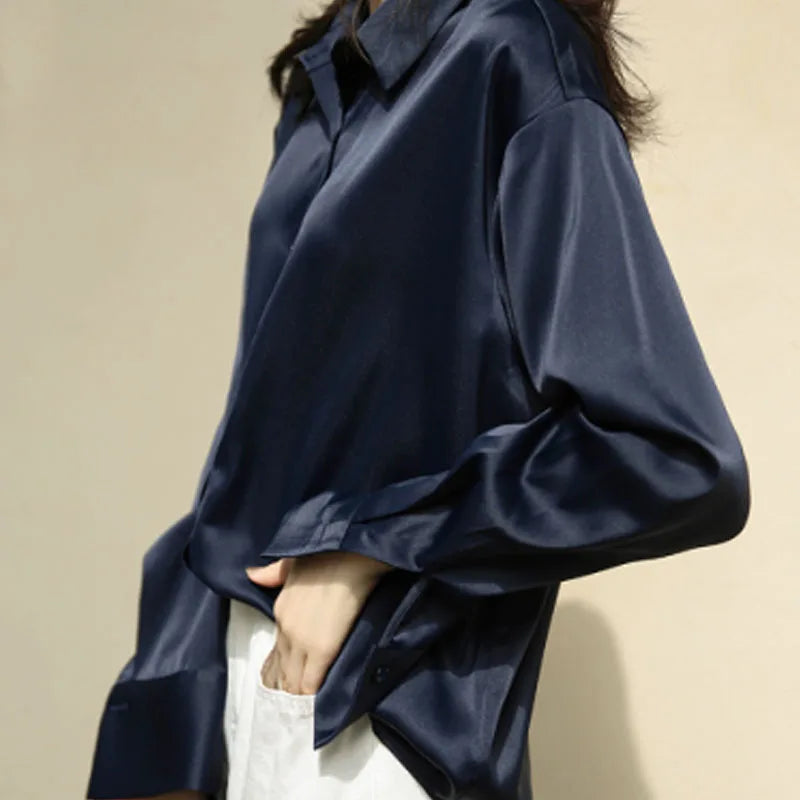 Autumn Fashion Button Up Shirt Spring Vintage Blouse Women White Lady Long Sleeves Female Loose Streetwear Shirts Design Tops - Smarsty