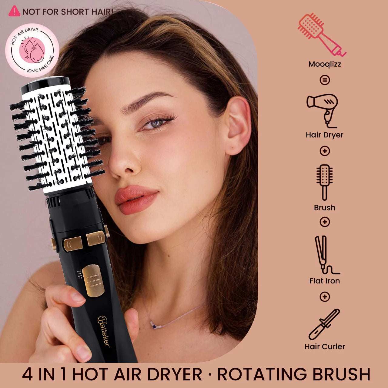 Hatteker Hot Air Brush Hair Dryer with Strong Wind - Smarsty