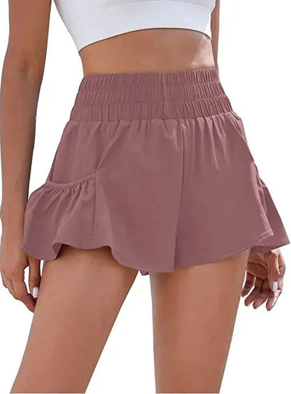 Hotty Hot Solid Color Tennis Skirt Yoga Shorts for Women's Gym Sportswear Pocket Loose Sport Outfit Fitness Runing Workout Short - Smarsty