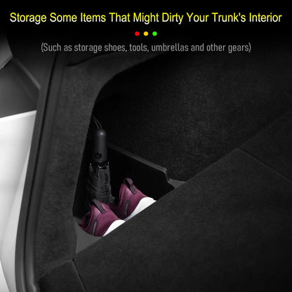 For Tesla Model Y Juniper Trunk Organizer Side Storage Box Boot Organizer Flocked TPE Mat Anti-dirty 2025 Car Travel Accessories