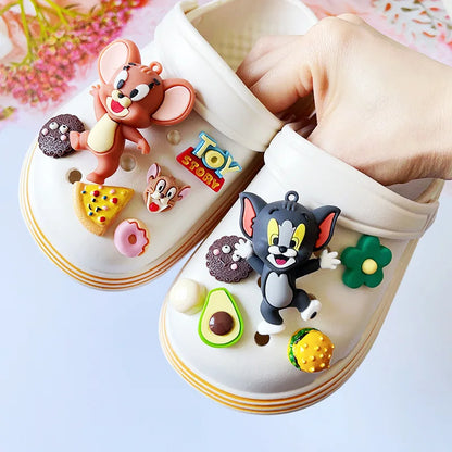 MINISO Tom and Jerry set  Anime Character for Cute Cartoon Shoe Charms Decoration Accessories for Classic Clog X-mas Gifts