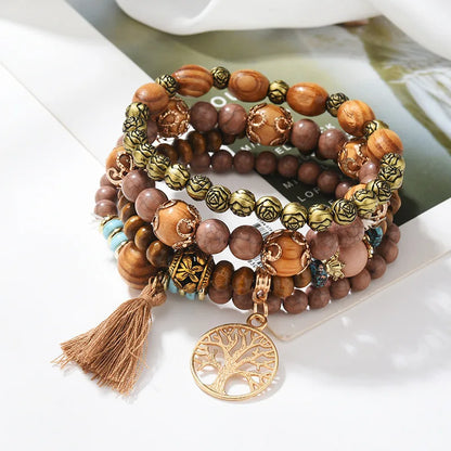 Bohemian Tree of Life Beaded Bracelet Set for Women - Smarsty