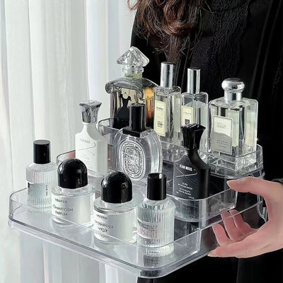 3 Tier Desktop Perfume Shelf PET Cosmetic Organizer Perfume Storage Rack Doll Display Stand Kitchen Seasoning Organizer by Smarsty