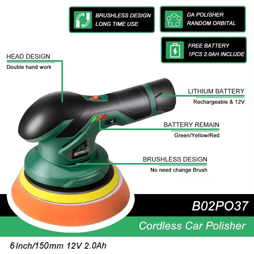 Cordless Car Polisher Dual Action With Adjustable Speed - Smarsty