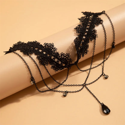 Boho Black Lace Thigh Chain Body Jewelry for Women - Smarsty